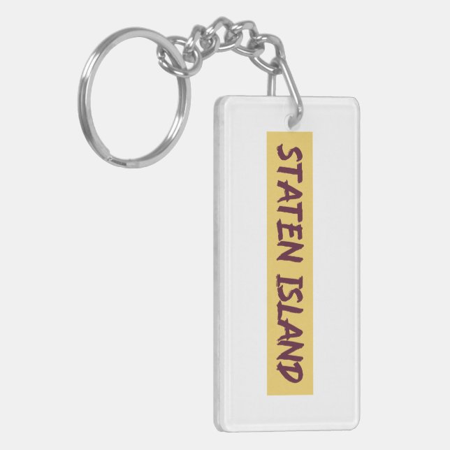 Staten Island Text Base Design  Key Ring (Front Left)