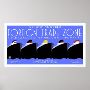 Staten Island Trade Zone 1937 WPA Poster