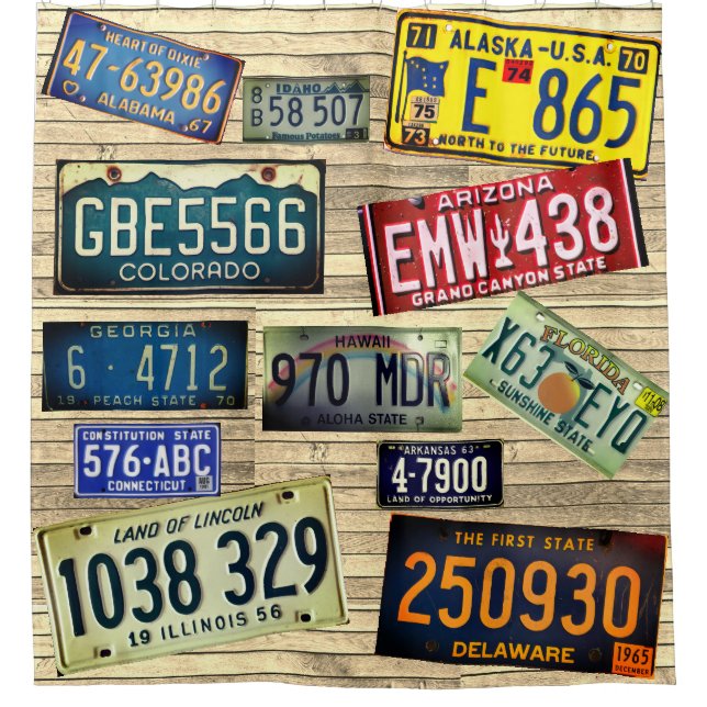 State's License Plates Shower Curtain (Front)
