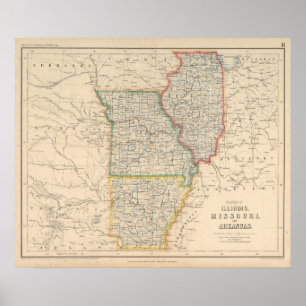 States of Illinois, Missouri, and Arkansas Poster