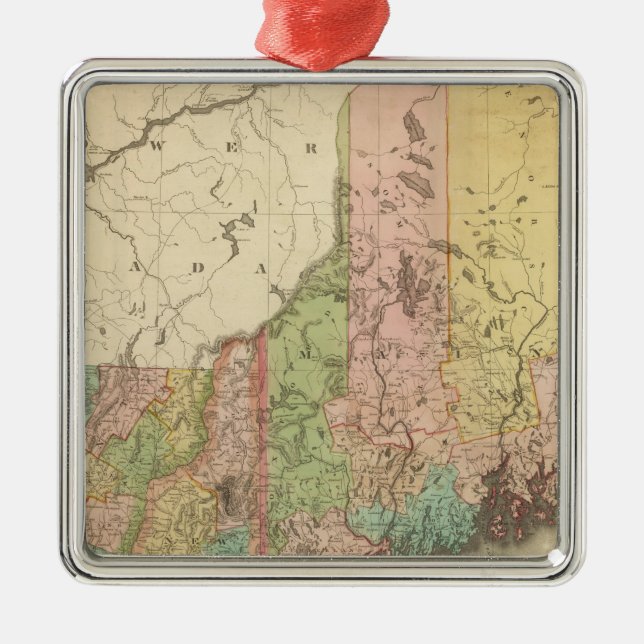 States of Maine, New Hampshire, Vermont Metal Tree Decoration (Front)