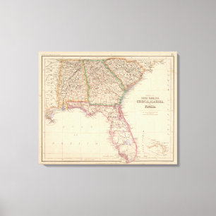 States of South Carolina, Georgia, and Alabama Canvas Print