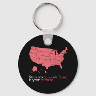 States Where Trump is Your President 47th US Map Key Ring