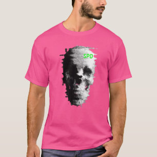 Static Glitch Ghost Skull TV T-Shirt
