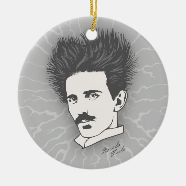 Static Tesla Ceramic Tree Decoration (Front)