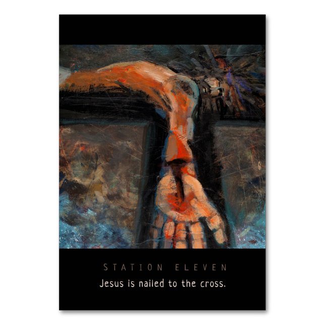 Station Eleven, Jesus is nailed, Prayer Card (Front)