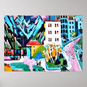Station in Davos, Ernest Ludwig Kirchner painting Poster