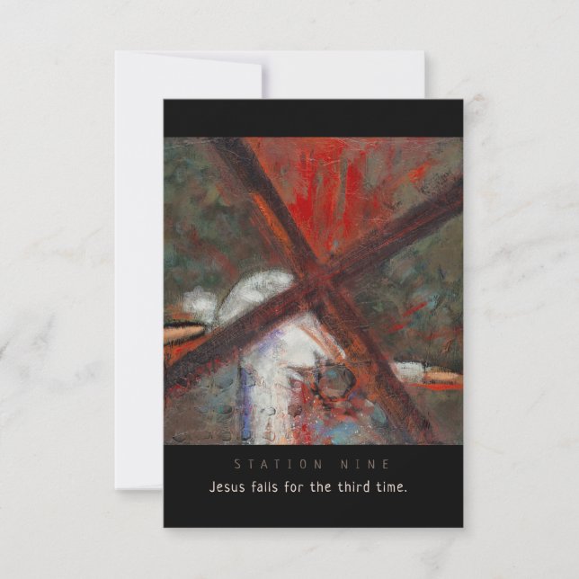Station Nine, Jesus fall #3, Prayer Card (Front)