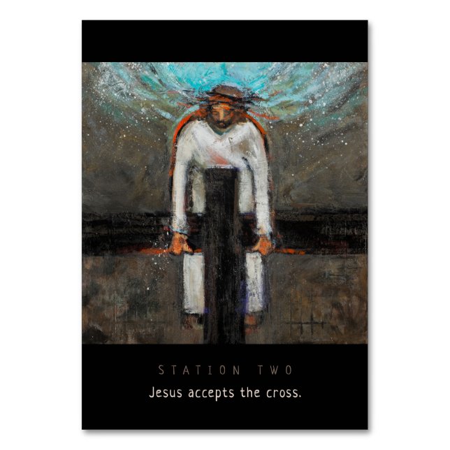 Station Two, Jesus Accepts Cross Prayer Card (Front)