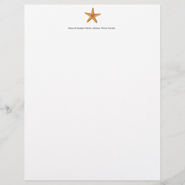 Stationary for Vacation Rental Property Letterhead (Front)