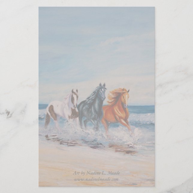 Stationary, Horses in the surf Stationery (Front)