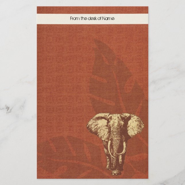 Stationary Safari Elephant Stationery (Front)