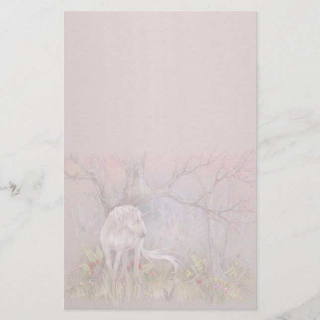 Stationary - Unicorn Spring Blooms Stationery (Front)