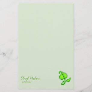 Stationery - 3D Green Leaf with Name