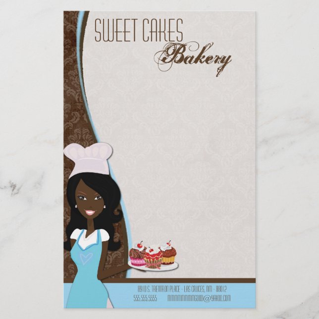 Stationery - African American Baker Cup Cakes Bake (Front)