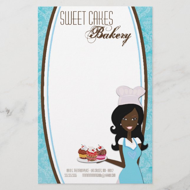 Stationery - African American Baker Cup Cakes Bake (Front)