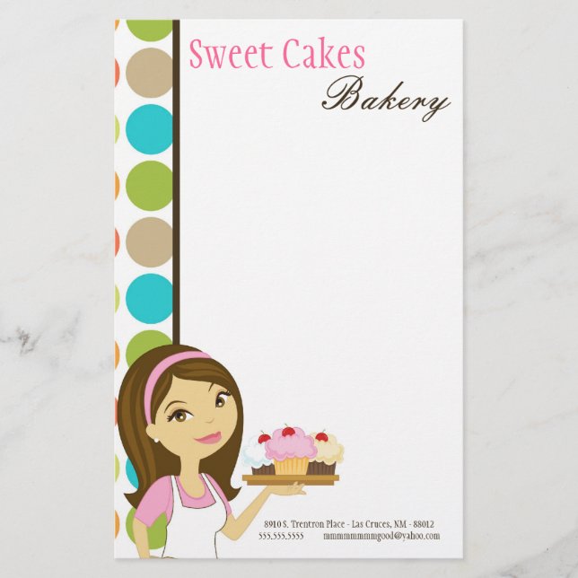 Stationery - Bakery Brunette Baker Cup Cakes Baker (Front)
