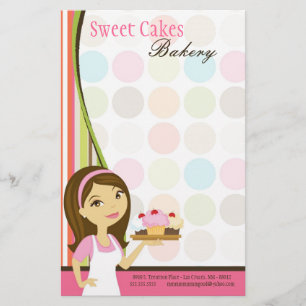 Stationery - Bakery Brunette Baker Cup Cakes Baker