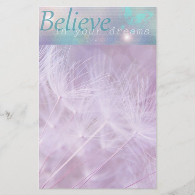 Stationery Believe In Your Dreams Purple Teal (Front)
