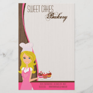Stationery - Blonde Baker Cup on Pink Cakes Bake