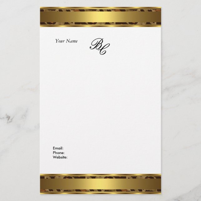 Stationery Elegant Animal Gold White Elite (Front)