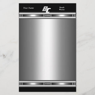 Stationery Elegant Silver Chrome Black Elite