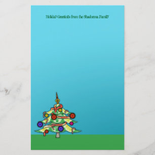 Stationery Note Paper Holiday Christmas Tree Xmas