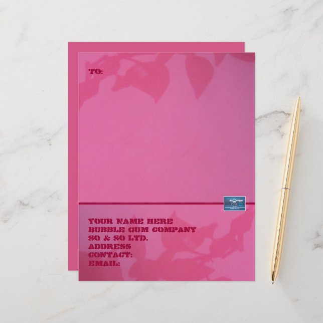 Stationery Paper (Bubble Gum) RFPMDesigns ©️2024 (Front/Back In Situ)