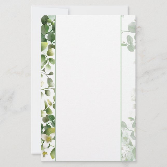 Stationery Paper-Greenery & White Flowers (Front)