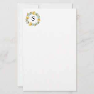 Stationery Paper-Yellow Floral Wreath