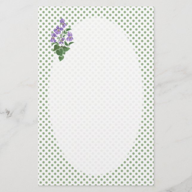 Stationery: Violets, Polka Dots to Personalise Stationery (Front)