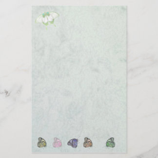 stationery white with butterflies