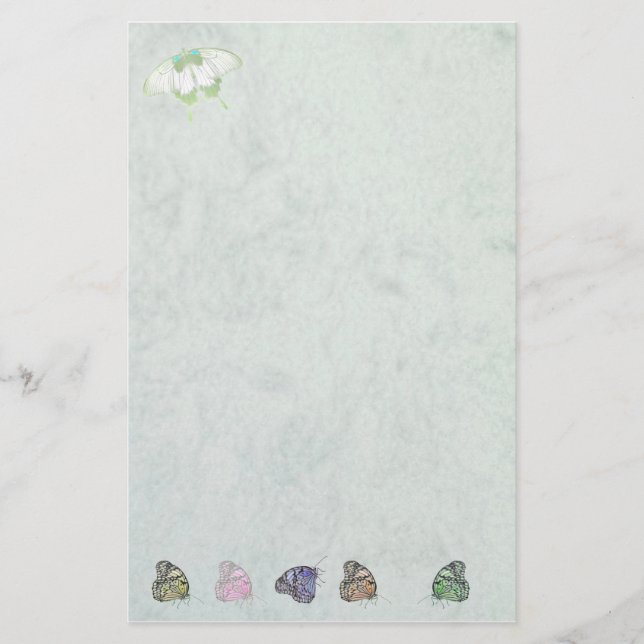 stationery white with butterflies (Front)