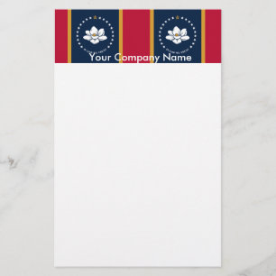 Stationery with Flag of Mississippi State, USA