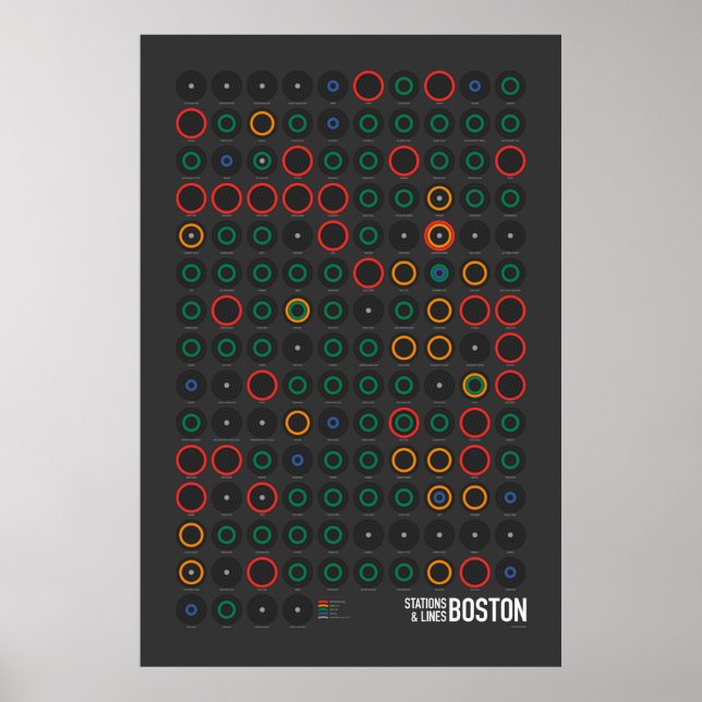 Stations & Lines: Boston (Dark) Poster (Front)