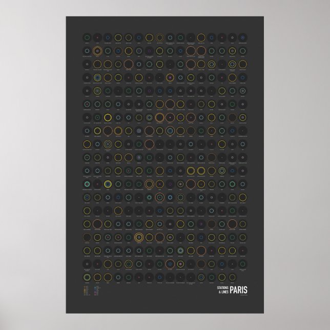 Stations & Lines: Paris (Dark) Poster (Front)
