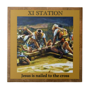 Stations of the Cross #11 of 15 Jesus nailed Tile