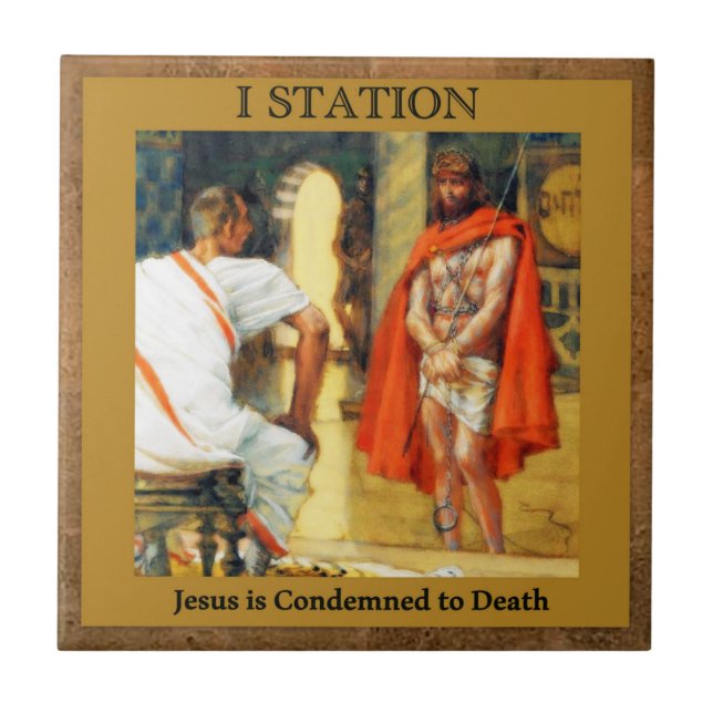 Stations of the Cross #1 of 15 Jesus is Condmned Tile (Front)