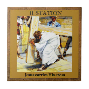 Stations of the Cross #2 of 15 Jesus Carries Cross Tile