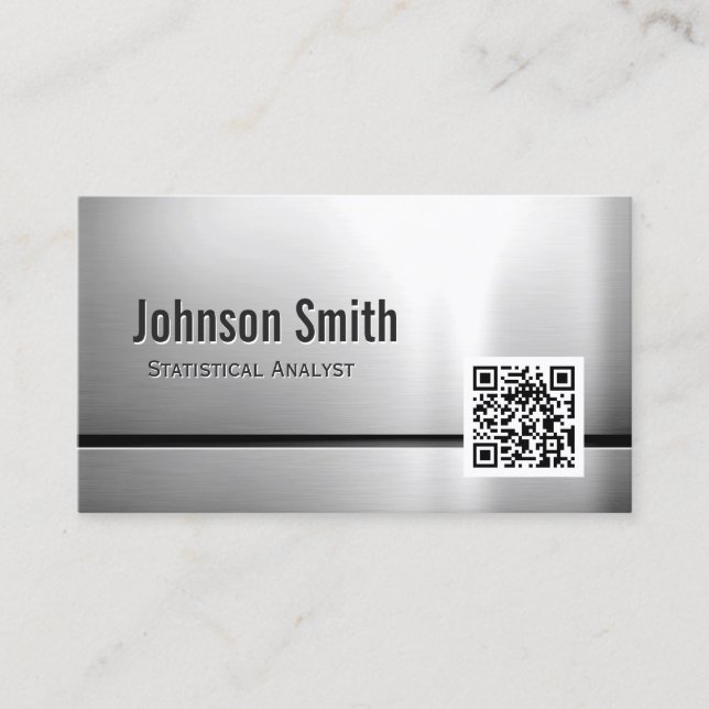 Statistical Analyst - Stainless Steel QR Code Business Card (Front)