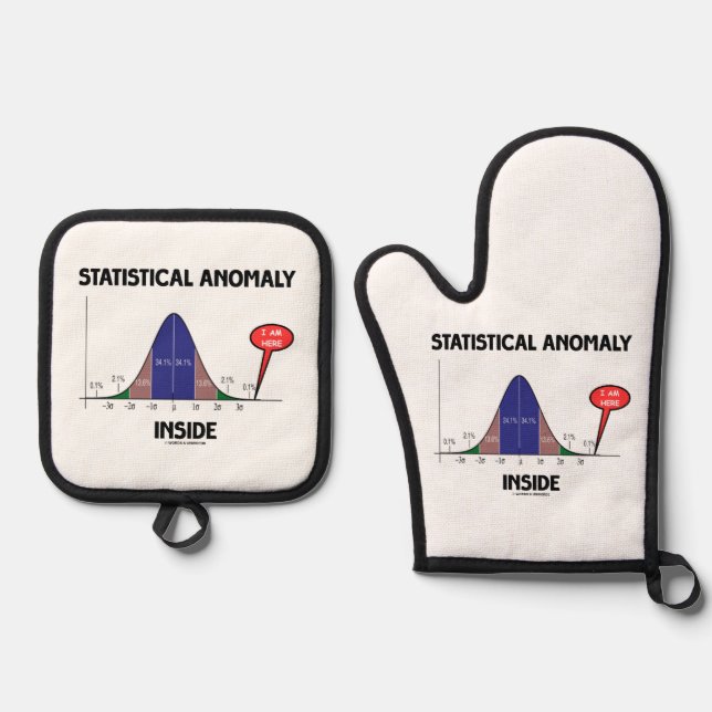 Statistical Anomaly Inside Bell Curve I Am Here Oven Mitt & Pot Holder Set (Front)