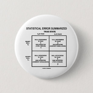 Statistical Error Summarised (Hypothesis Testing) 6 Cm Round Badge