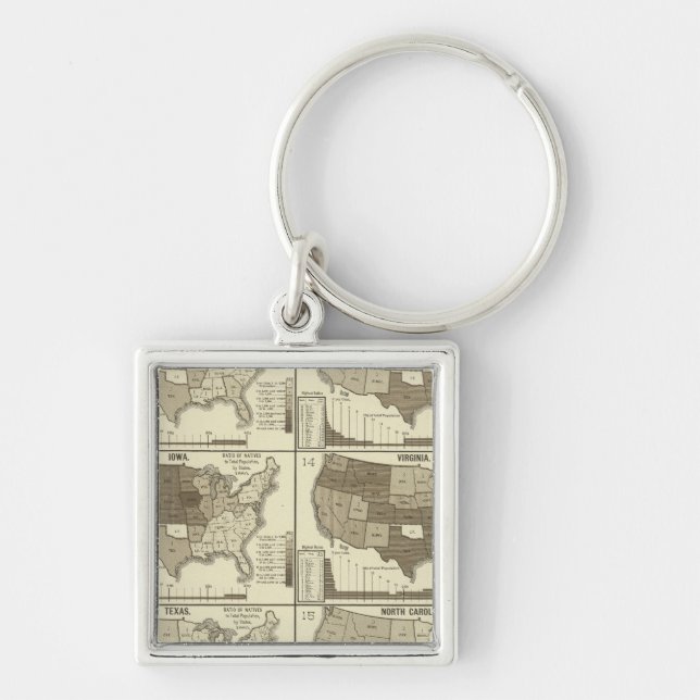 Statistical United States lithographed maps Key Ring (Front)