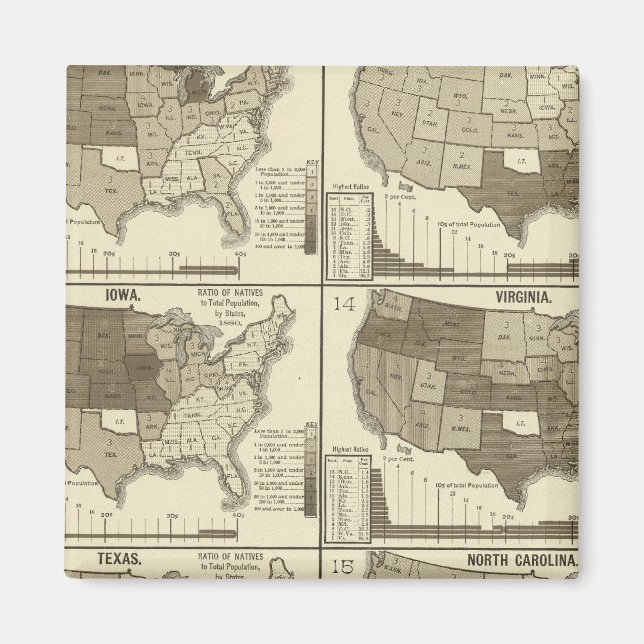 Statistical United States lithographed maps Magnet (Front)