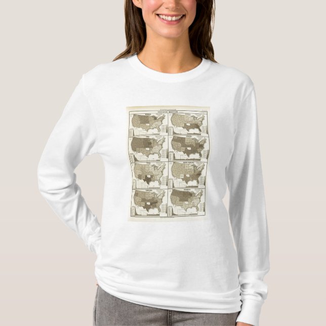 Statistical United States lithographed maps T-Shirt (Front)