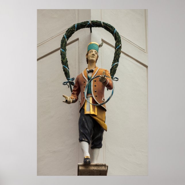 Statue Adorns A Building, Bavaria Poster (Front)