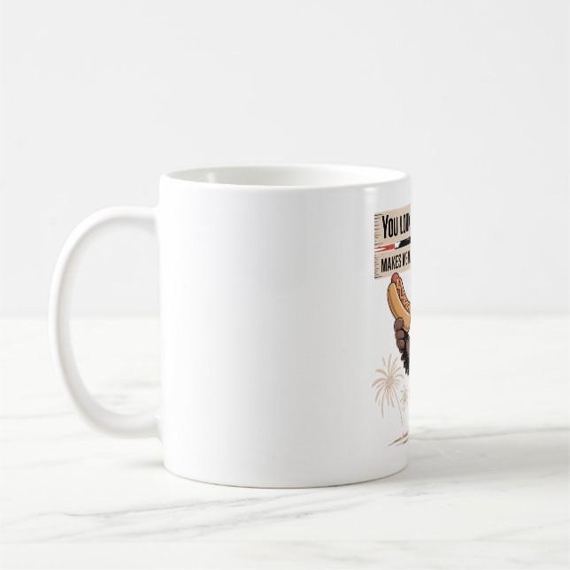Statue Eagle Hot Dog 4th of July Funny Art Coffee Mug (Left)