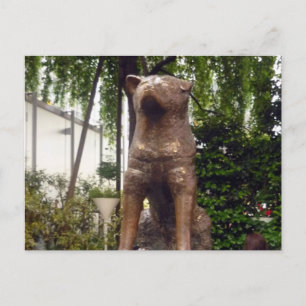 statue hachiko shibuya postcard