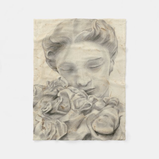 Statue in the Garden I Fleece Blanket (Front)