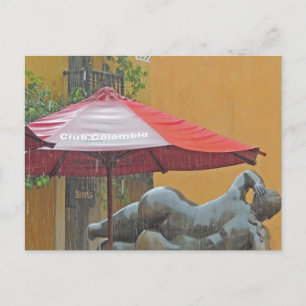 Statue in the Rain in Colombia Postcard
